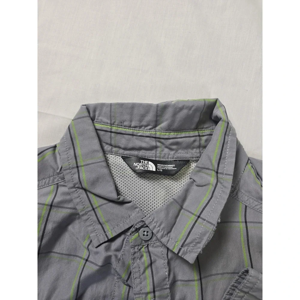 The North Face Shirt Mens Large Gray Plaid Long Sleeve Button Up Vented Back